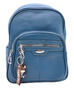 PU Leather Backpack Leisure Large-Capacity College Style Bag with Pendant - Blue