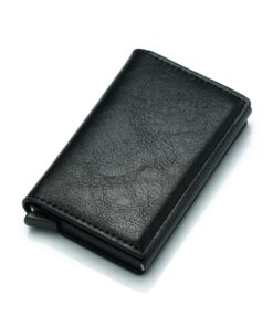 PU Leather Credit Card Pop Up Wallet - Black
