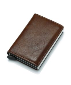 PU Leather Credit Card Pop Up Wallet - Brown