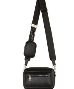 PU Leather Crossbody Bag with Coin Purse - Black