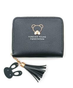 Pu Leather Cute Custom Women Wallet -Black