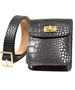 PU Leather Femal Belt Phone Pouch Small Waist Bag - Black