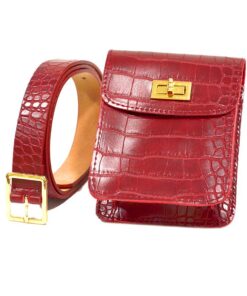 PU Leather Femal Belt Phone Pouch Small Waist Bag - Red