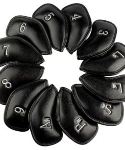 Pu Leather Golf Club Iron Head Cover Set -12pcs -Black