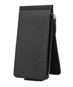 PU Leather Long Section Zipper Pocket Purse Wallet - Black