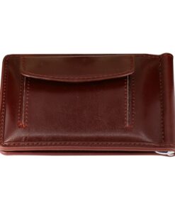 PU Leather Money Clip Wallet Credit Card Holder With Coin Pocket Bifold - Brown
