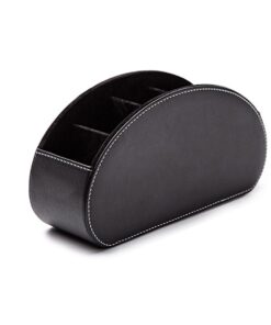PU Leather Remote Control Desktop Organizer with 5 Compartments