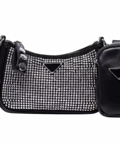 PU Leather Rhinestone Shoulder Bag - Silver