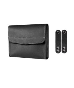 PU Leather Storage Pouch Universal Electronic Travel Accessories Bag - Black