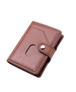 PU Leather Wallet Aluminium RFID Credit Card Holder Case - Brown