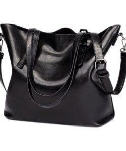 PU Leather Women's Tote Shoulder Bag - Black