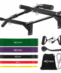 Pull Up Bar V2 - with Resistance Bands Pack - 1818 Fitness - Black