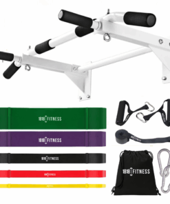 Pull Up Bar V2 - with Resistance Bands Pack - 1818 Fitness - White