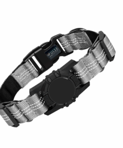 Pulse Ability Reflective, Durable, Adjustable Airtag Holder Collar for Dogs - Grey - M