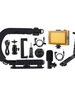 PULUZ U/C Shape Handheld DV Bracket Stabilizer + LED light + Shotgun Mic
