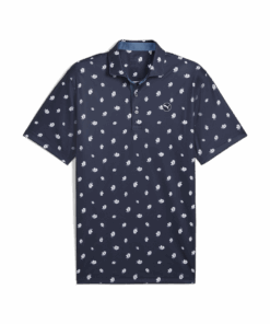 Puma Men's Pure Love Birdies Polo Golf Tops - Blue - L