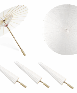 Pure White Handmade Chinese Umbrella Parasol for Party or Decoration - 3 Piece