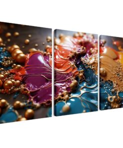 Purple Gold 3 Piece Abstract Painting Canvas Wall Art Decor