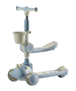 Push Foot Scooter Four Flashing Wheels Kick Scooter for Kids - Blue