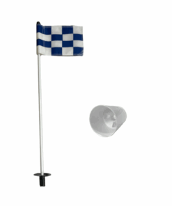 Putting Green Pole, Cup & Chequered Flag - US PGA Quality - Blue & White