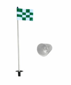 Putting Green Pole, Cup & Chequered Flag - US PGA Quality - Green & White