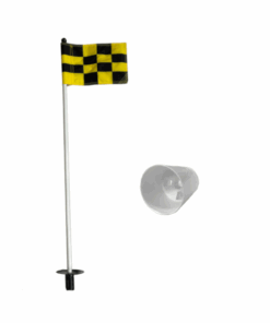Putting Green Pole, Cup & Chequered Flag - US PGA Quality - Yellow & Black