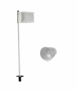 Putting Green Pole, Cup & Plain Flag (US PGA Quality) - White