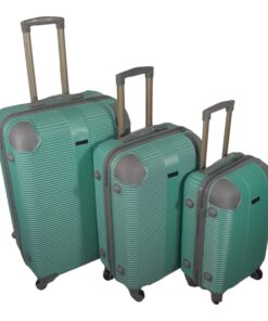 Quad Wheel Travel Luggage - 3 Piece Luggage Set - Protected - Soda Green