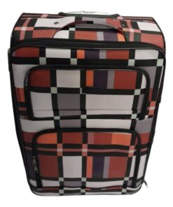 Quality Luggage Leather Travel Suitcase Set Checks Art - Set of 3 - Checkered Red