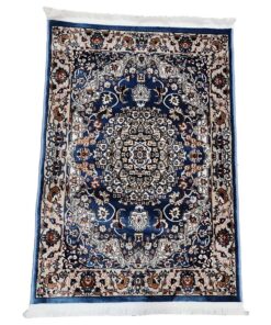 Quality Persian Rugs - Bedside Size Blue Nain Design Carpet 110x80cm