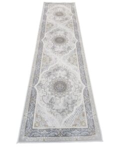 Quality Persian Rugs - Persian Design Cream and Grey Runner 300x80cm