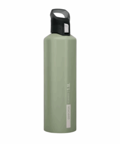 Quechua 1.5L aluminium flask with quick-open cap for hiking - Khaki