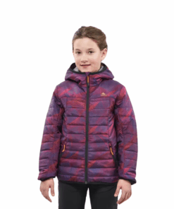 Quechua Children's Hiking Down Jacket MH500 Purple Print 7-15 Years - 12-13 years