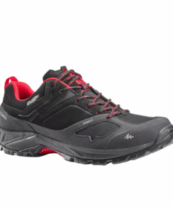 Quechua Men's waterproof mountain hiking shoes - Black/Red - UK 9.5