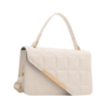Quilted Faux Leather Crossbody Bag with Geometric Design - White