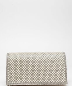 Quiz - Women Bridal White Pearl Embellished Clutch Bag