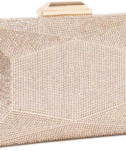 Quiz - Women Gold Diamante Geometric Box Bag