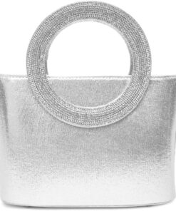 Quiz - Women Silver Diamante Top Handle Bag