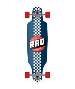Rad - Skateboard - Complete - Drop Through Checker Stripe - Navy - 36" Longboard