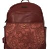 Rainproof Floral Embossed Laptop Backpack - Maroon