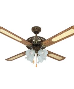 Rattan Ceiling Fan with Light Antique Brass E27 4x40w