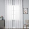Ready Made Sheer Floral Living Room Taped Curtains W400cm x H250cm.
