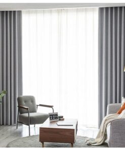 Readymade Blackout Bedroom Eyelet Curtain- Plain Grey300W X 250 H