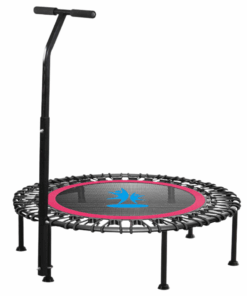 Rebounder Fitness Trampoline - Adjustable Handle Bar - 1818 Fitness - Red, Black