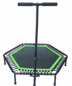 Rebounder Fitness Trampoline with Adjustable Handle - Hexagon - Green