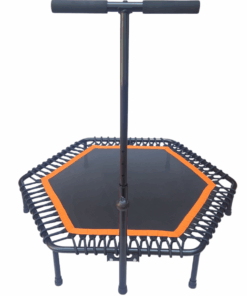 Rebounder Fitness Trampoline with Adjustable Handle - Hexagon - Orange