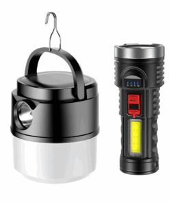 Rechargeable LED Outdoor Solar Camping Light + LED Rechargeable Flashlight