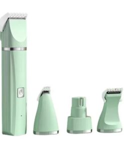 Rechargeable Low Noise Pet Hair Electric Clippers With Changeable Heads - Green