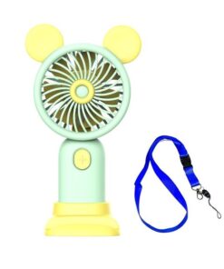 Rechargeable Mini Handheld / Stand Desktop Fan & Lanyard - Green