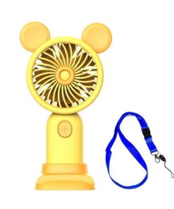 Rechargeable Mini Handheld / Stand Desktop Fan & Lanyard - Yellow